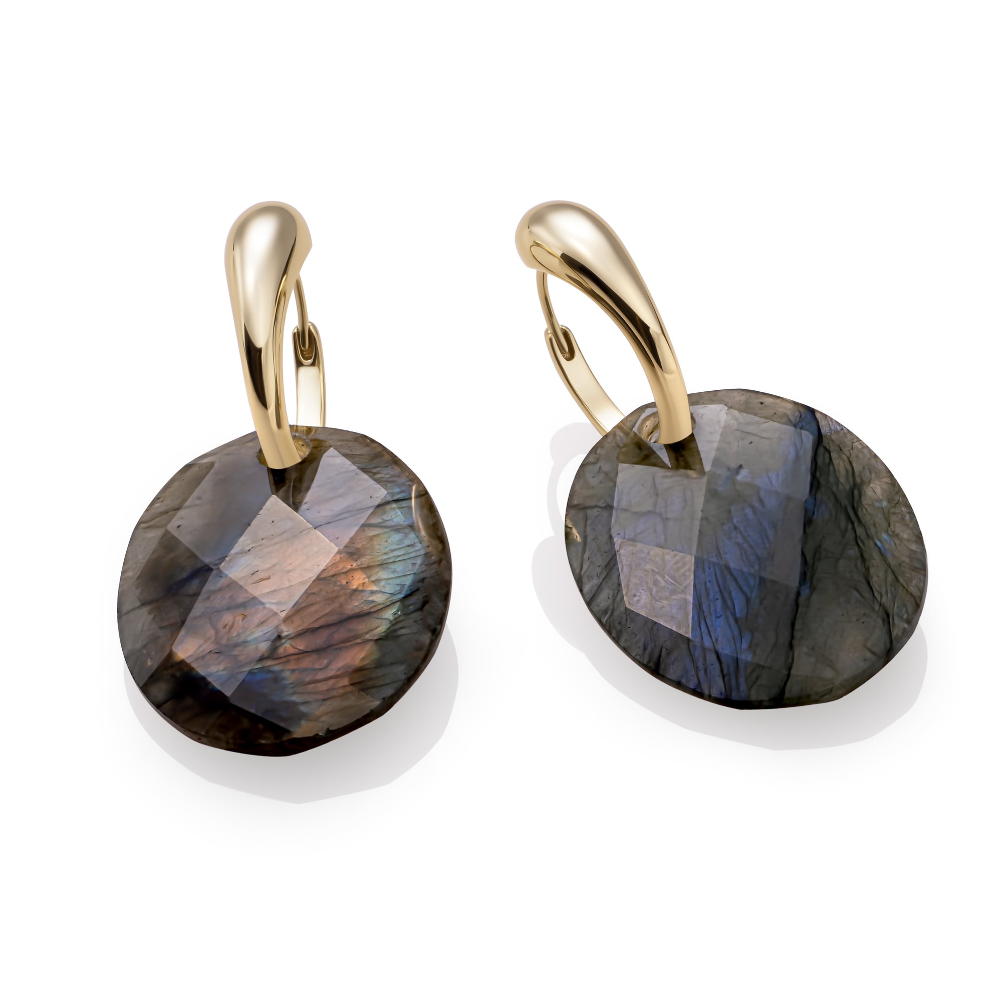 Labradorite Large Oval Bold Fuse Oorbellen Set | Goudkleurig
