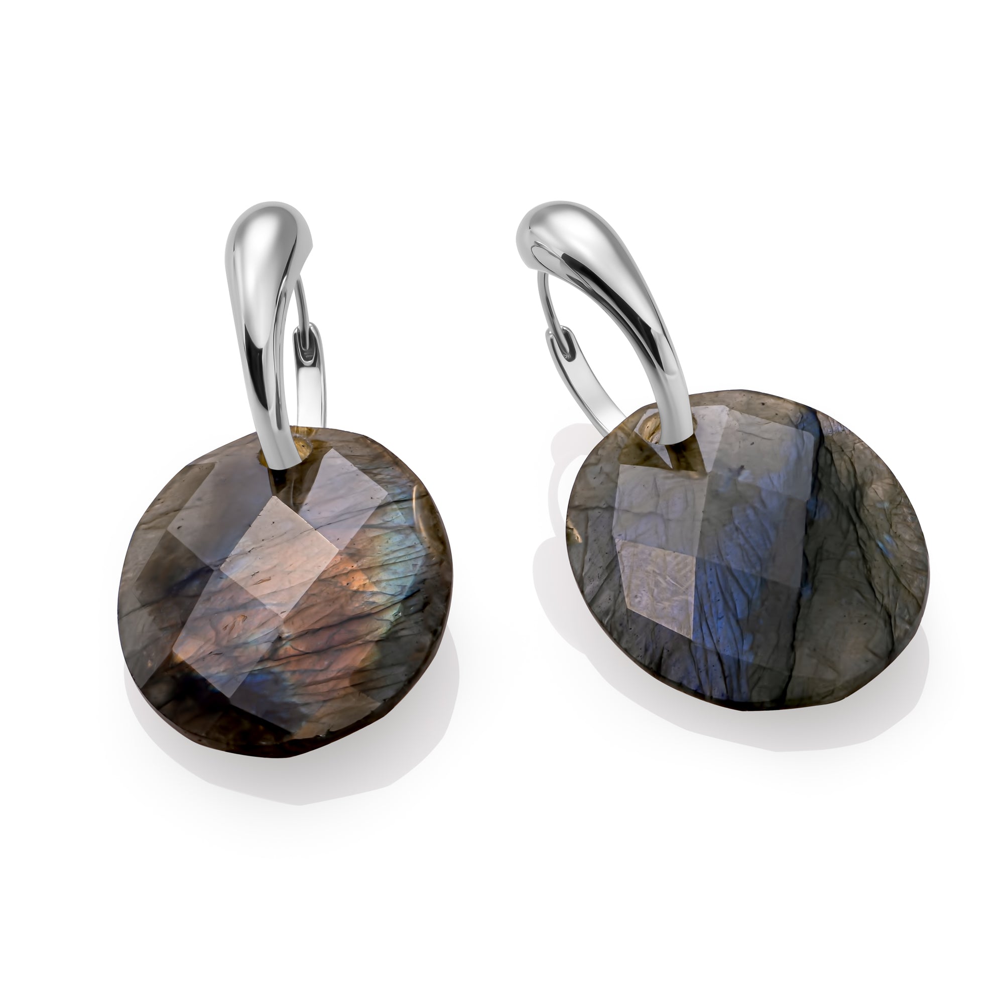 Labradorite Large Oval Bold Fuse Oorbellen Set | Zilver