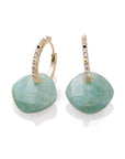 Rich Green Amazonite Cushion Cut Edge CZ Oorbellen Set | Goudkleurig