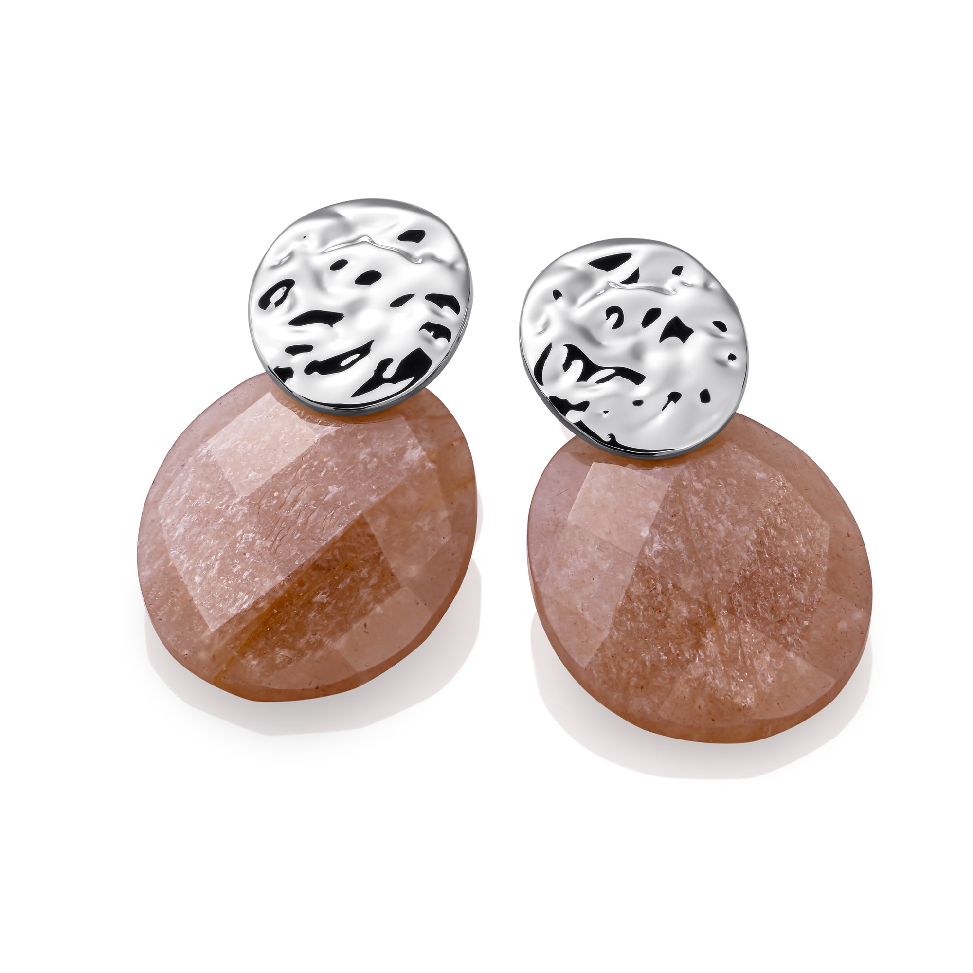 Sunstone Large Oval Fuse Oorbellen Set | Zilver