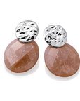 Sunstone Large Oval Fuse Oorbellen Set | Zilver