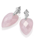 Rose Quartz Blossom Pyramid Oorbellen Set | Zilver