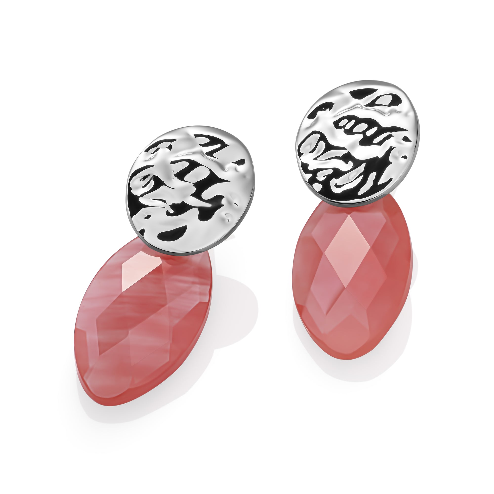 Cherry Quartz Leaf Fuse Oorbellen Set | Zilver