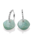Rich Green Amazonite Cushion Cut Edge CZ Oorbellen Set | Zilver