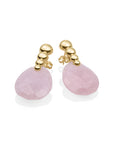 Rose Quartz Afterglow Bubble Push Back Oorbellen set | Goudkleurig