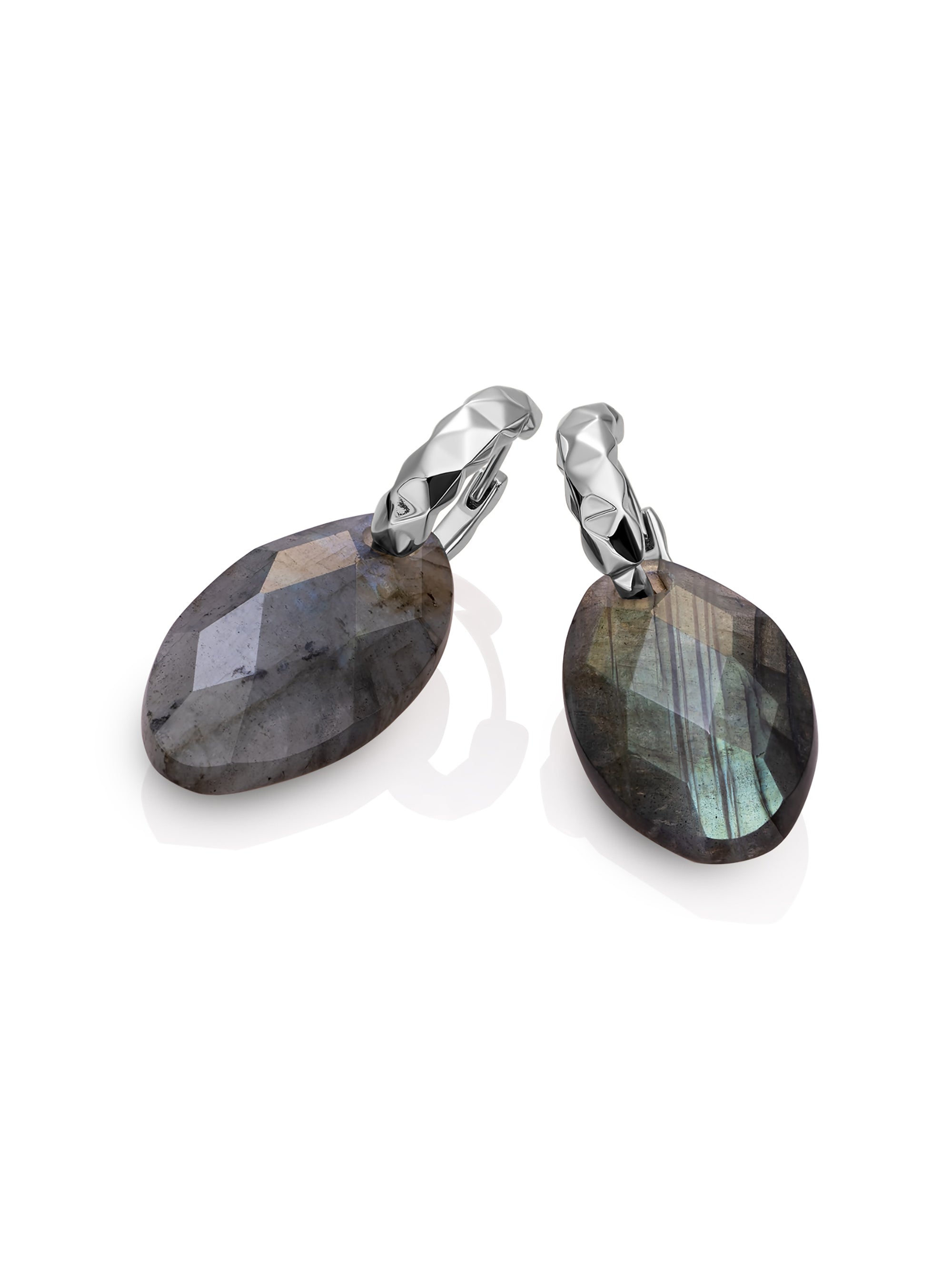 Labradorite Leaf Multi Edge Oorbellen set | Zilver