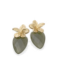 Lime Jade Blossom Flora Push Back Oorbellen set | Goudkleurig