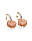 Light Citrine Cushion Cut Tube Huggies Multi CZ Oorbellen set | Goudkleurig