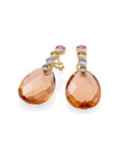 Light Citrine Afterglow Tube Push Back Multi CZ Oorbellen set | Goudkleurig