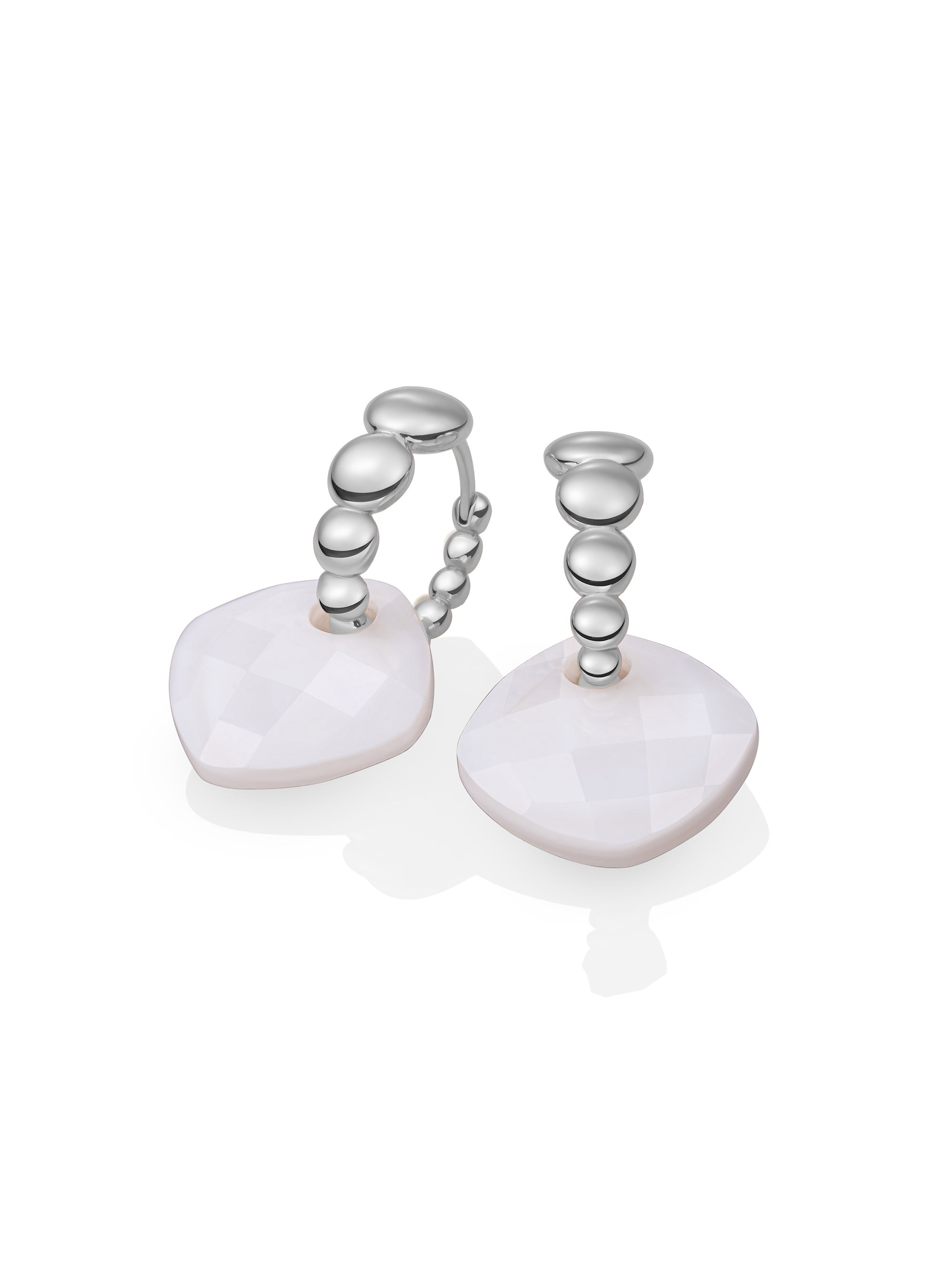 Parel Cushion Cut Bubble Huggies Oorbellen set | Zilver