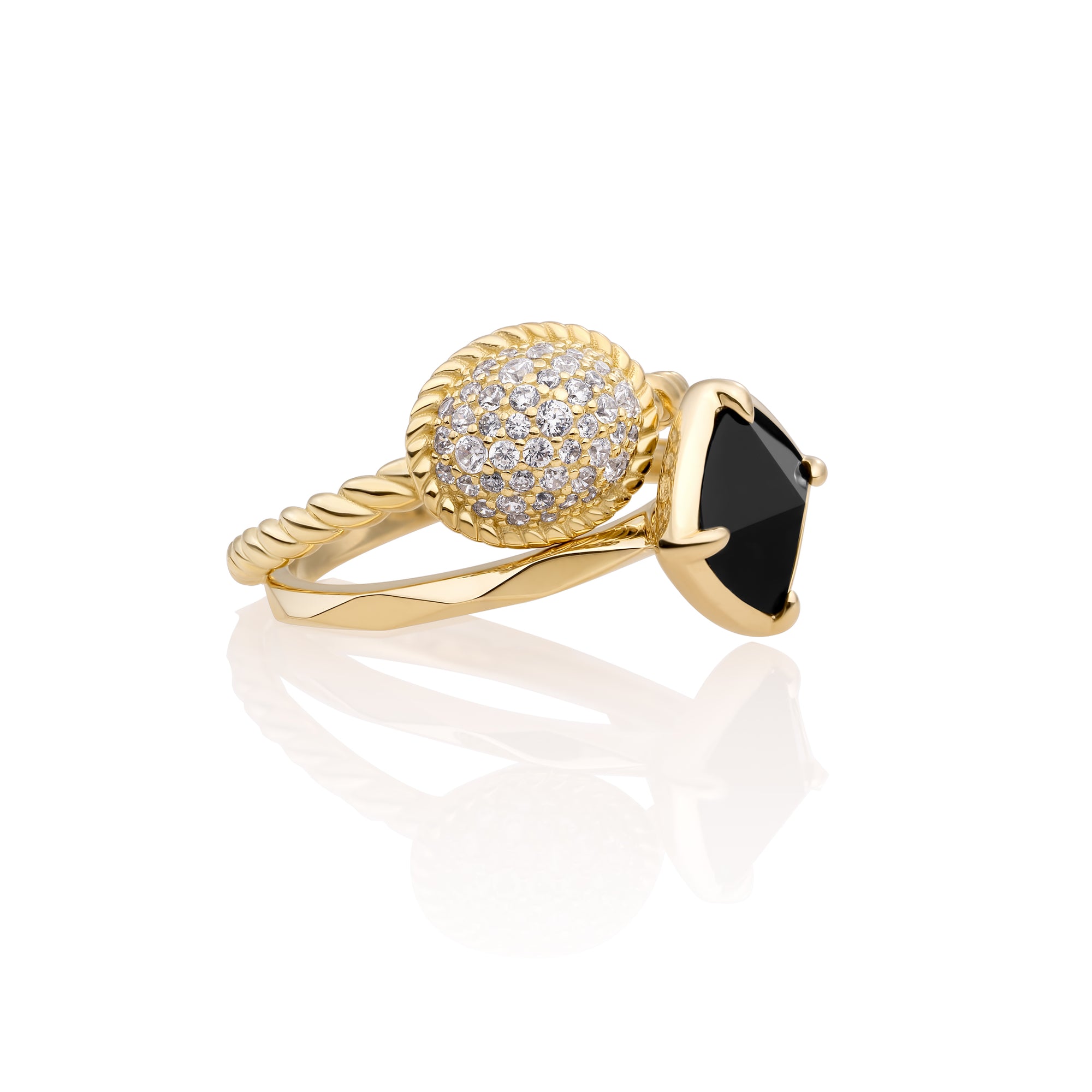 Onyx Edge Twist CZ Ringen Stack | 9 karaat