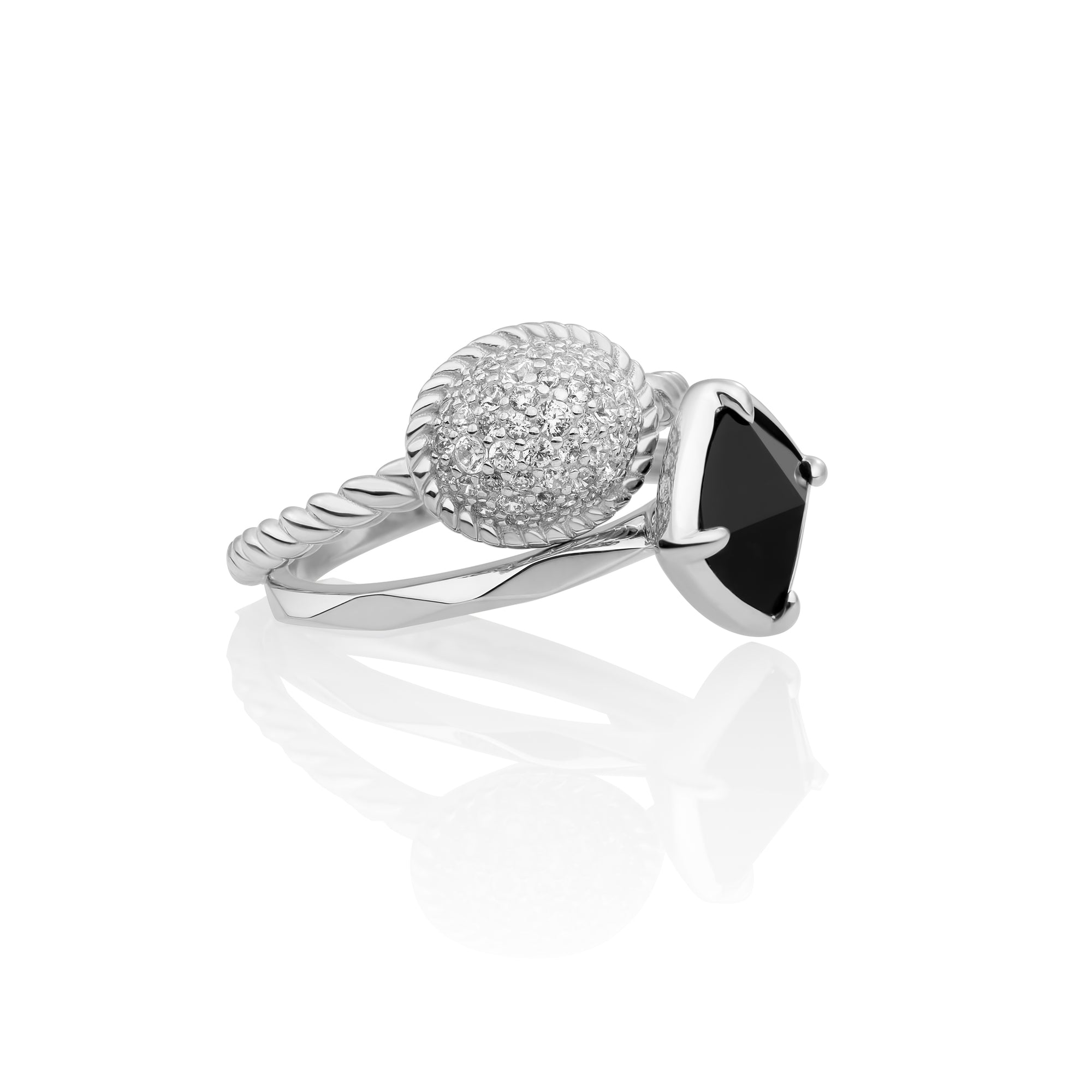 Onyx Edge Twist CZ Ringen Stack | Zilver