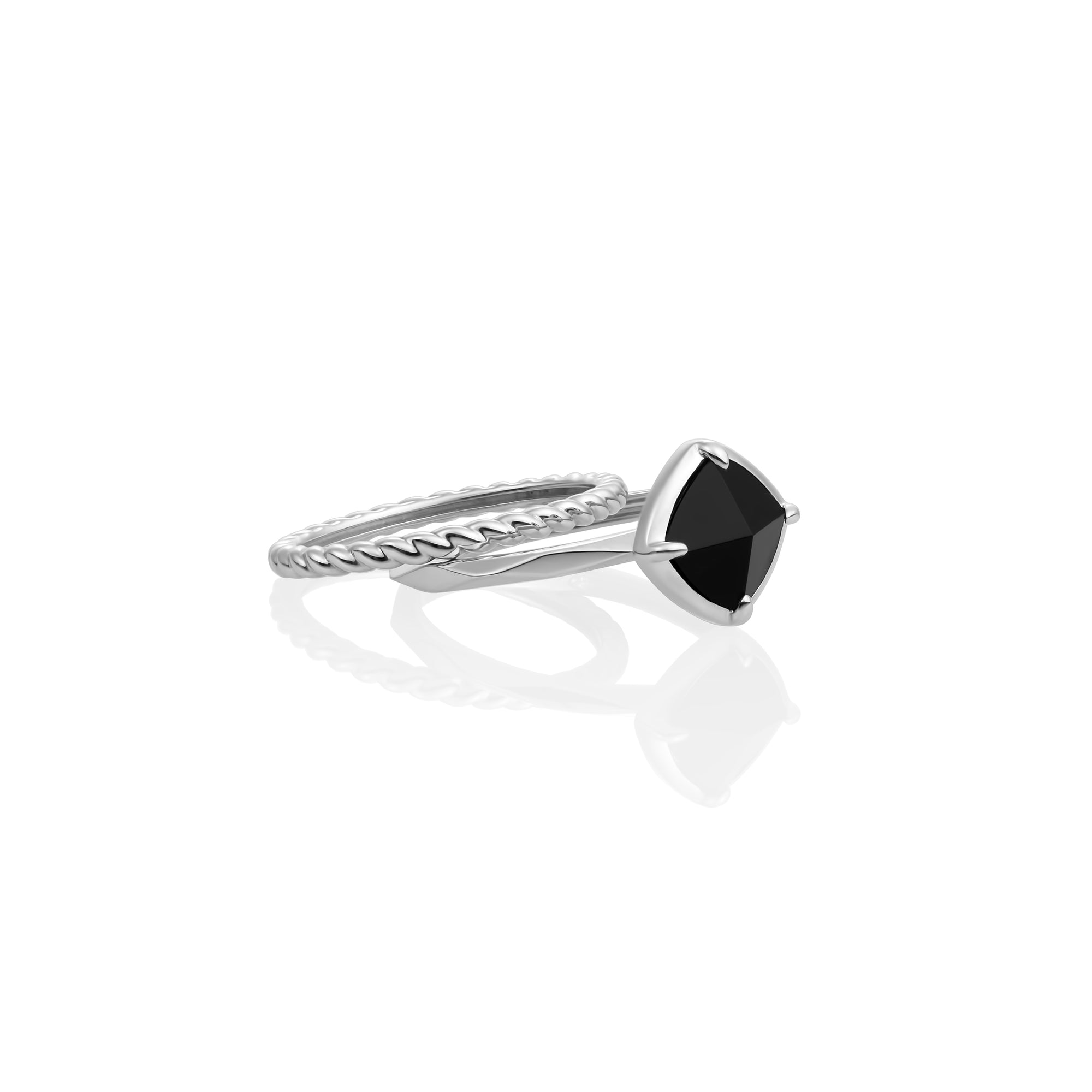 Onyx Edge Ringen Stack | Zilver