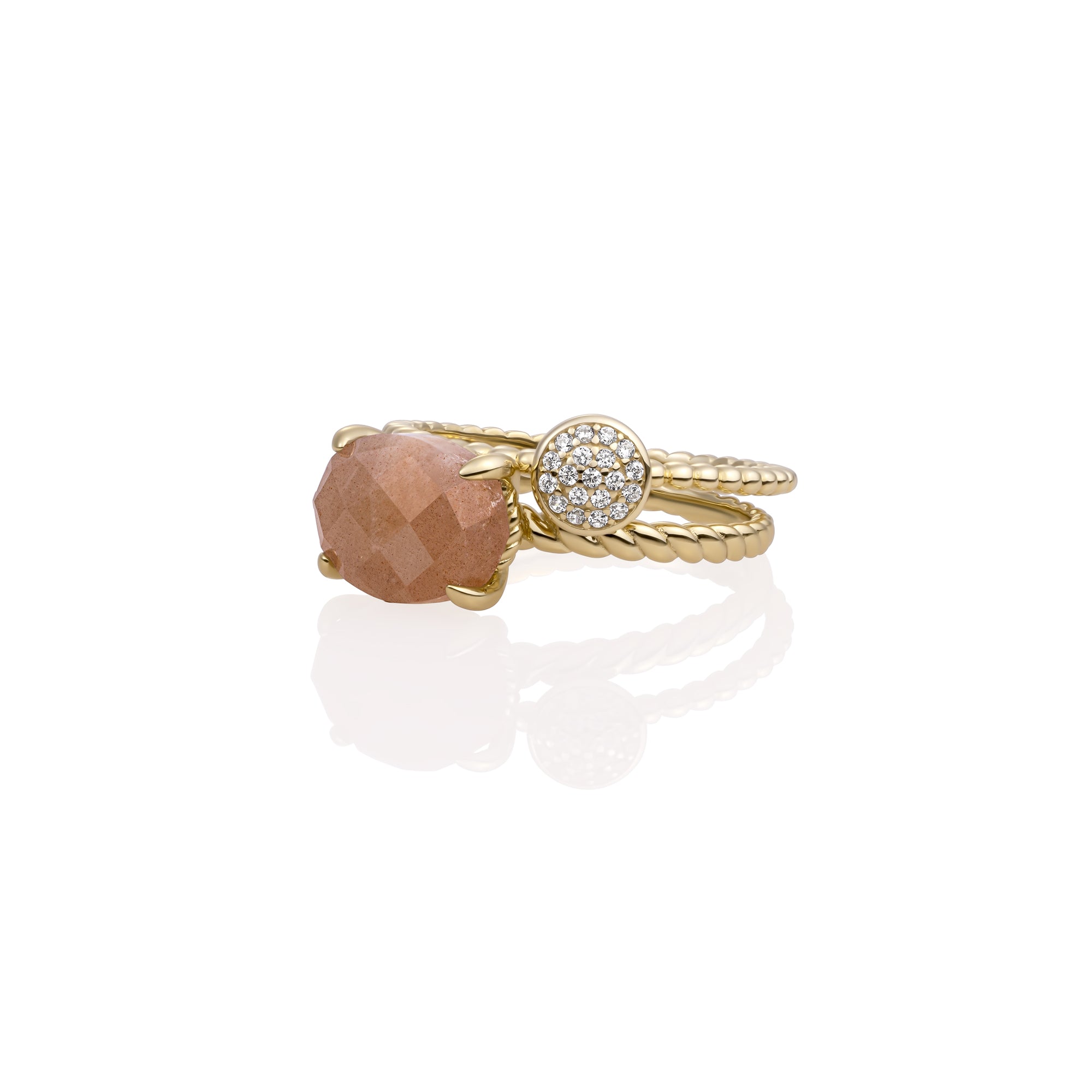Sunstone Twist Ringen Stack | 9 karaat