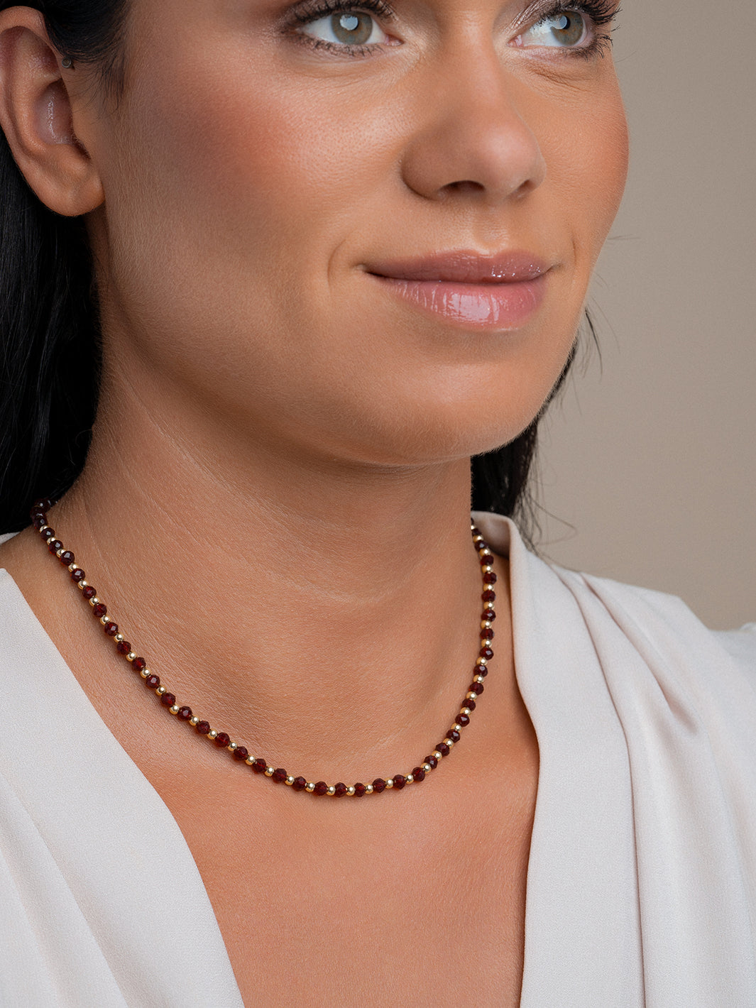 Link Ketting Ruby Quartz Mix l Goudkleurig