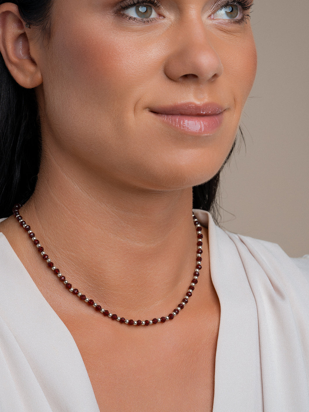 Link Ketting Ruby Quartz Mix l Zilver