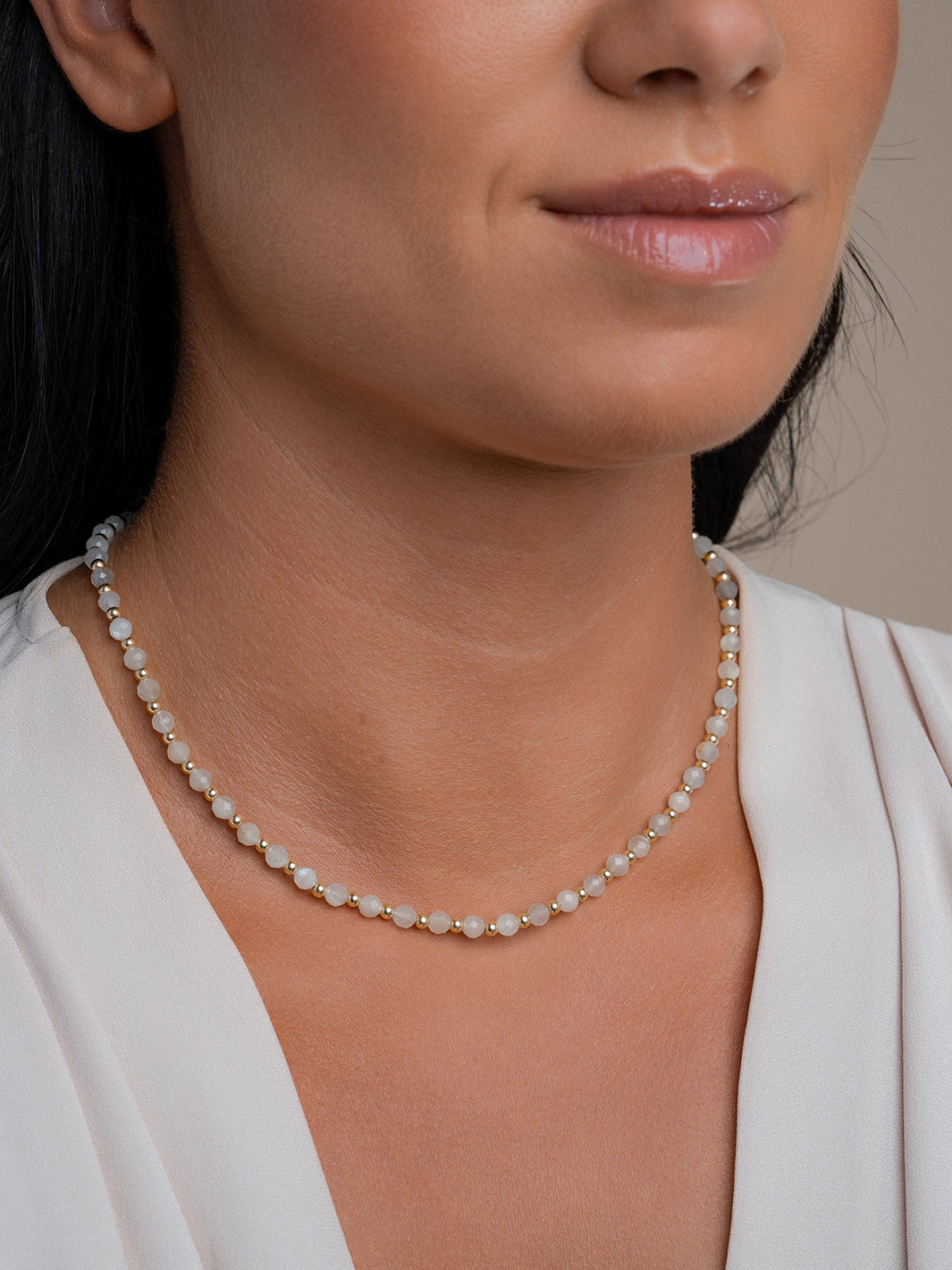 Link Ketting Moonstone Mix l Goudkleurig