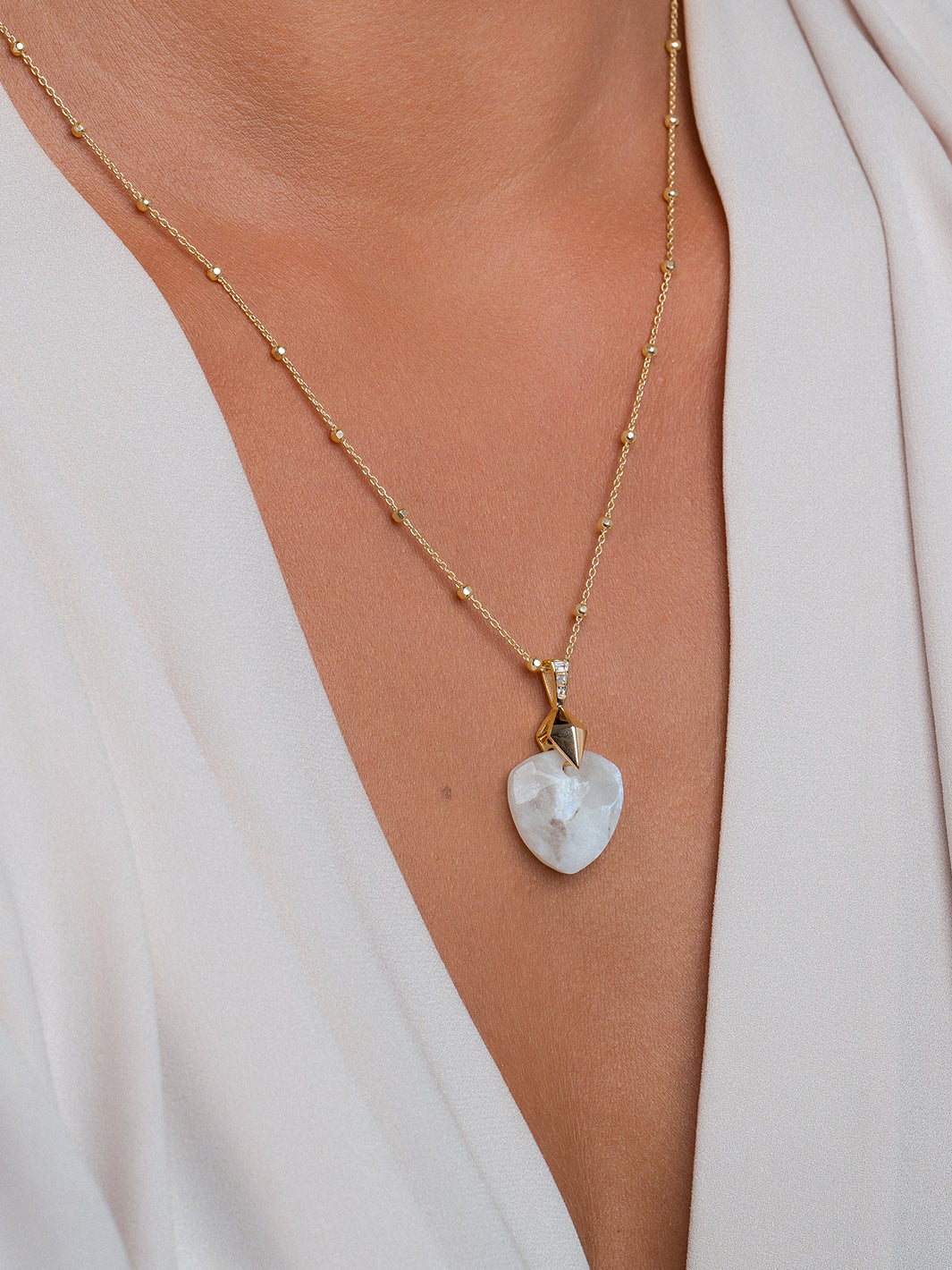 Moonstone Trillion Cut ketting edelsteen