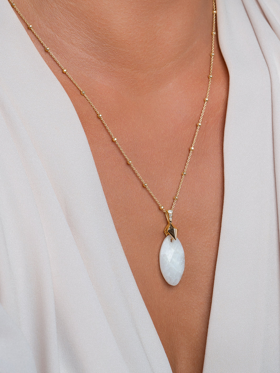 Moonstone Leaf Ketting Edelsteen