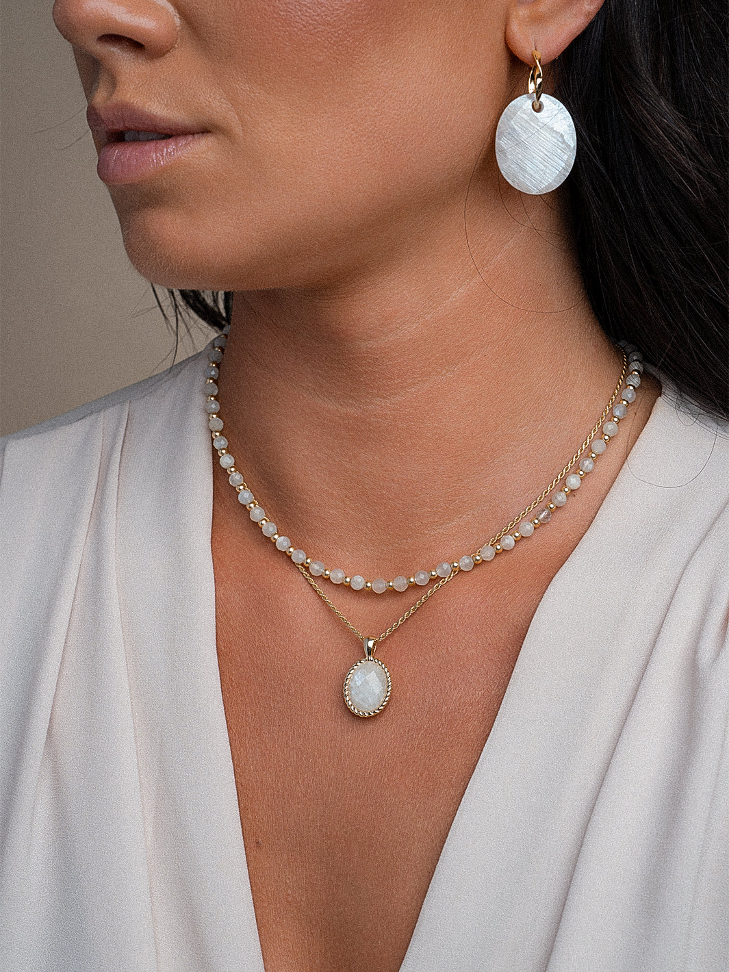 Link Ketting Moonstone Mix l Goudkleurig