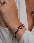 Ruby Quartz Baguette Armbanden Stack l Zilver