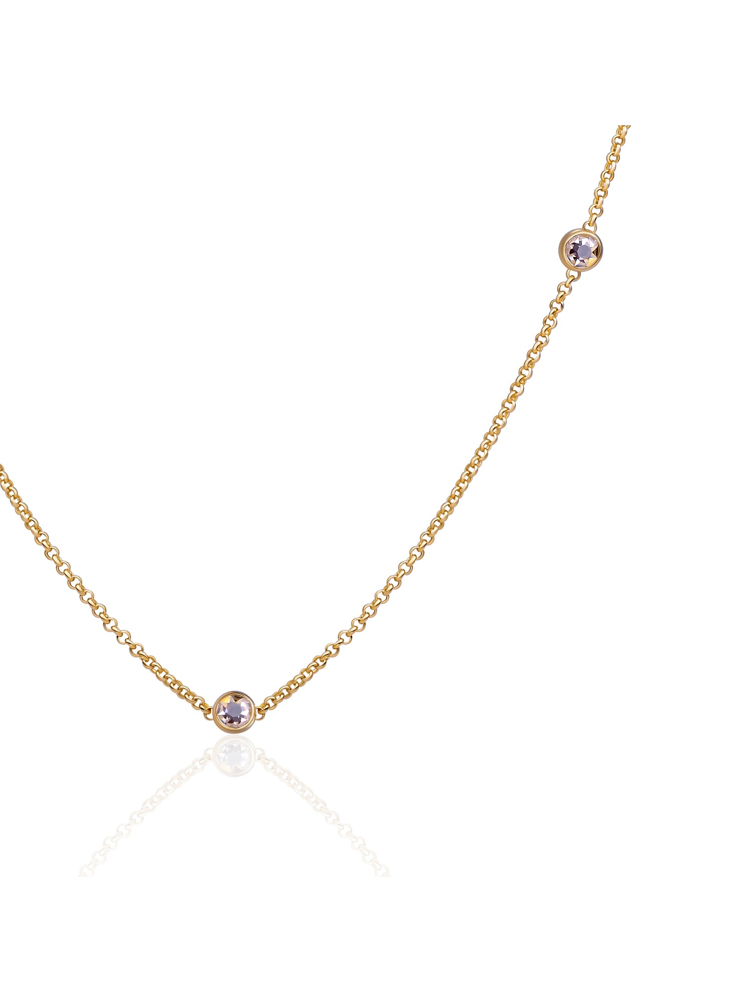 White CZ Beads Ankerketting | Goudkleurig