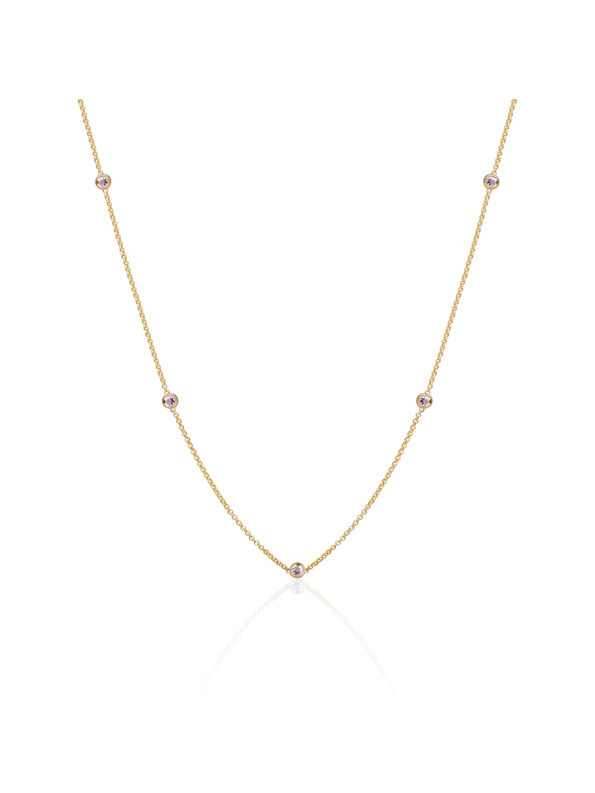 White CZ Beads Ankerketting | Goudkleurig