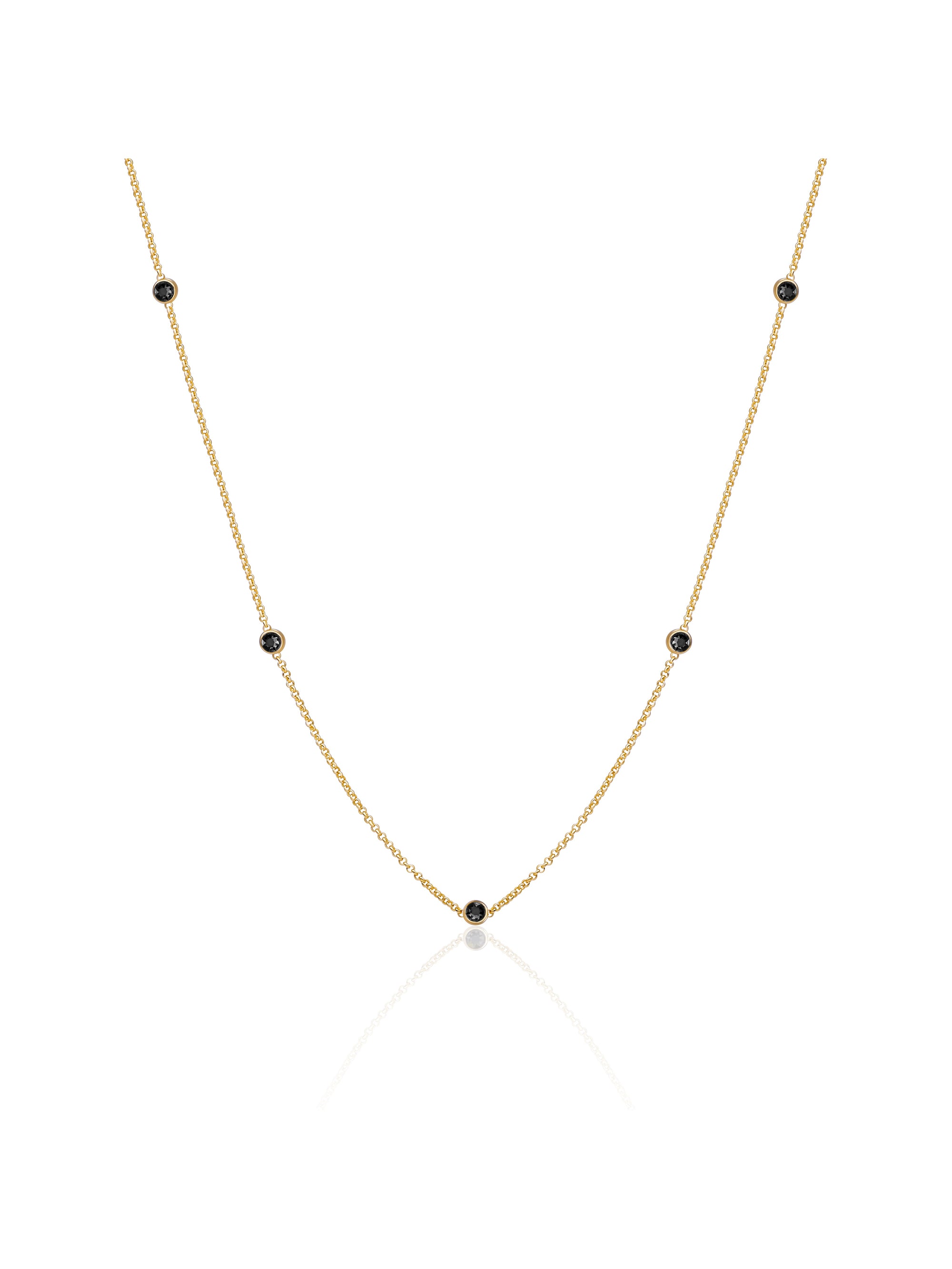 Black CZ Beads Ankerketting | Goudkleurig
