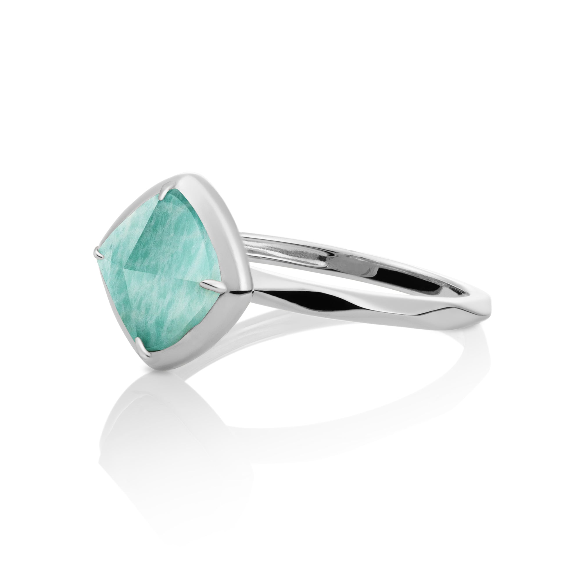 Edge Ring Rich Green Amazonite | Zilver