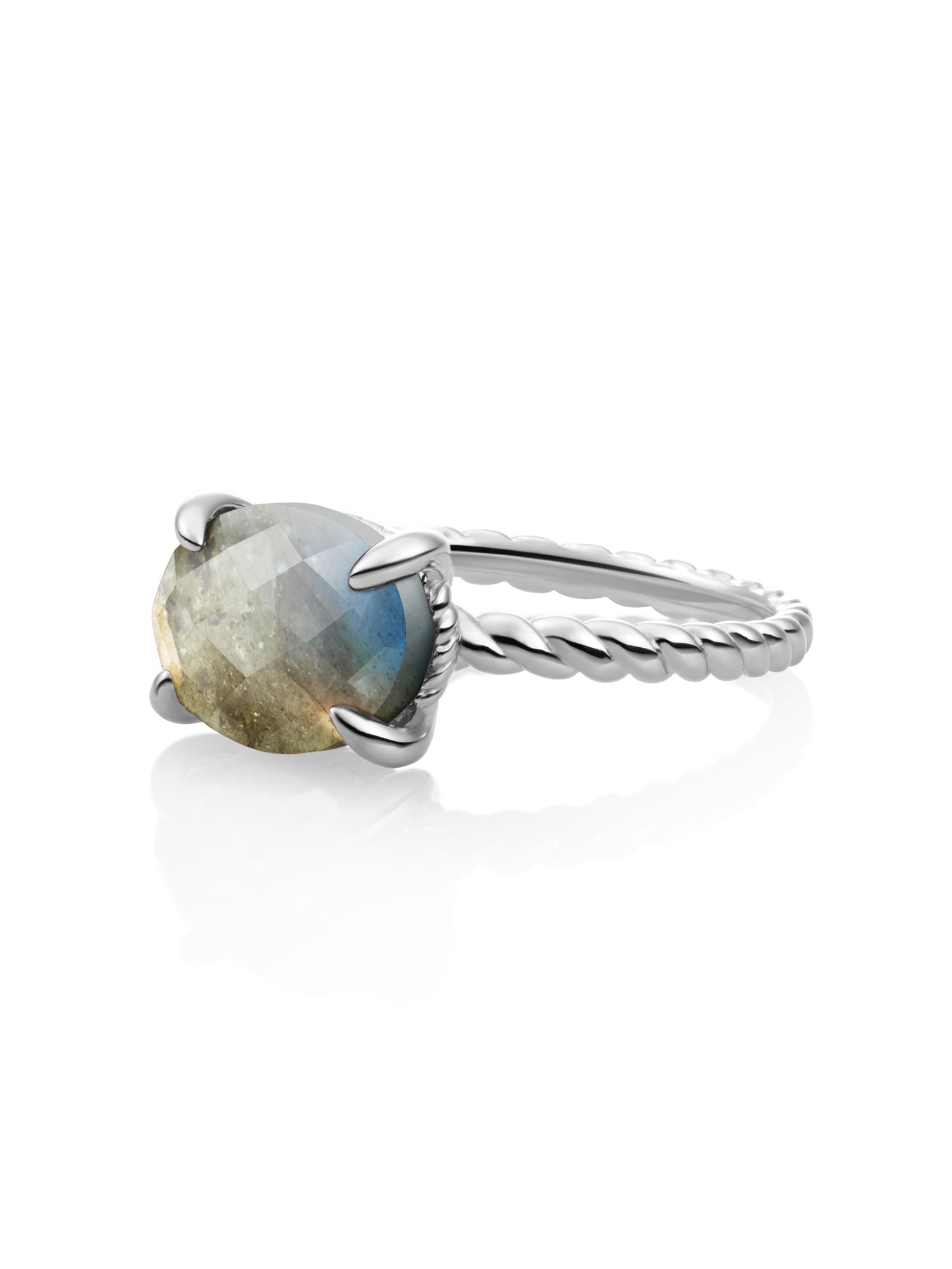 Twist Ring Labradorite - Zilver