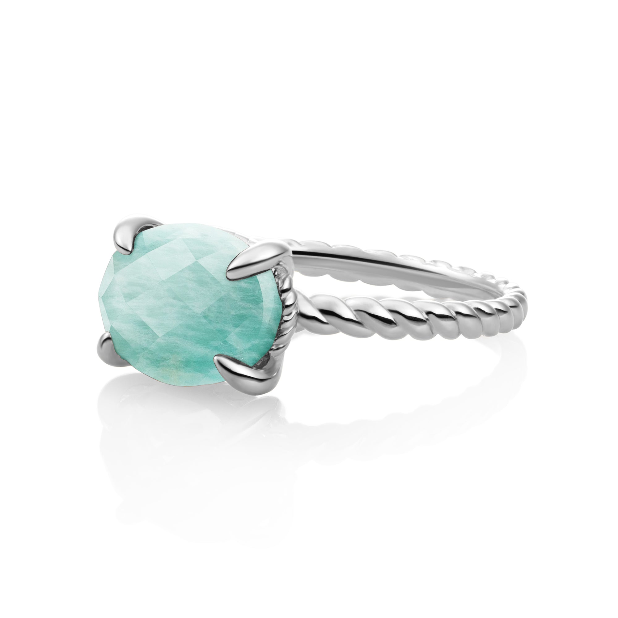 Twist Ring Rich Green Amazonite | Zilver