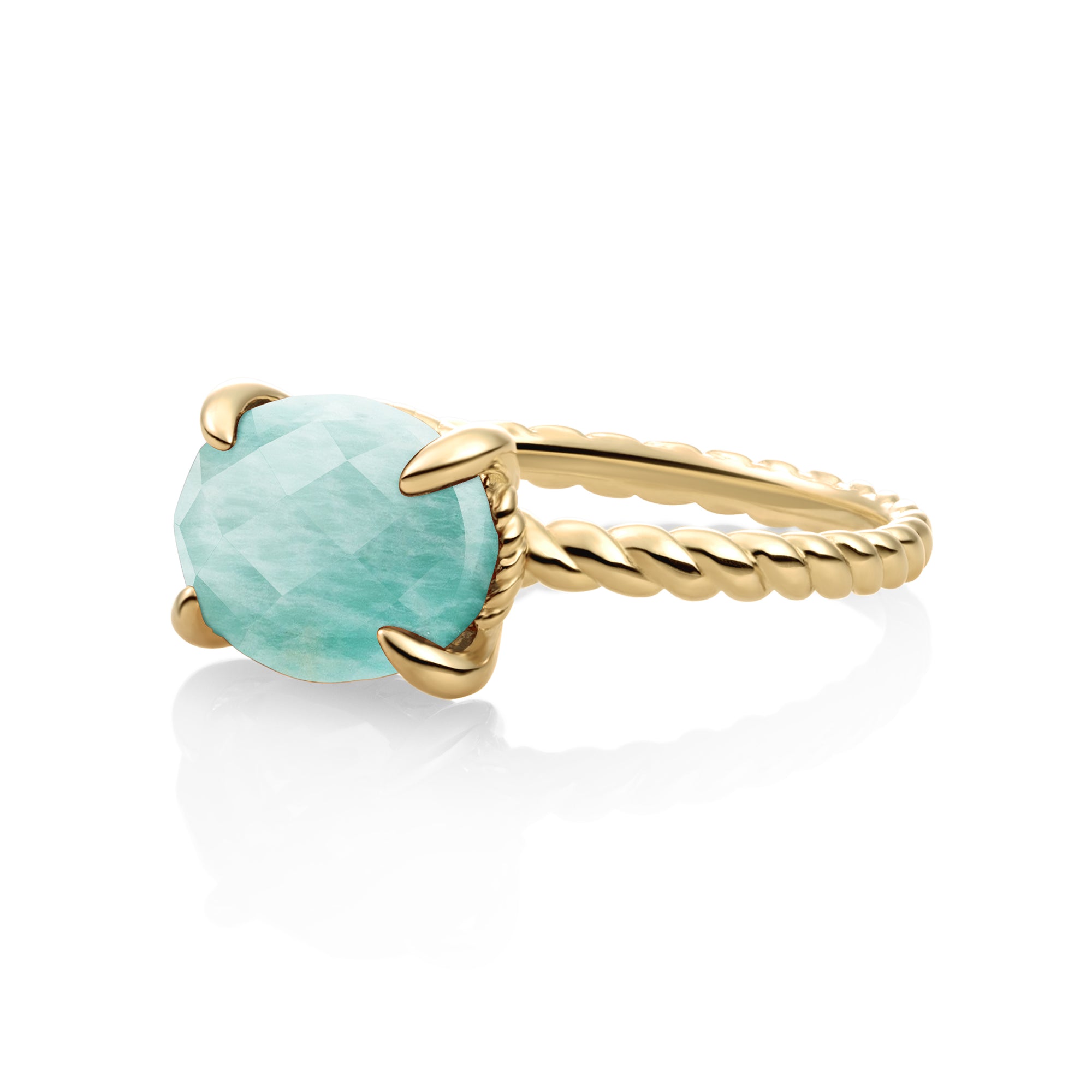 Twist Ring Rich Green Amazonite | 9 karaat