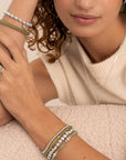 Lime Jade Bubble Beads Armbanden Stack | Zilver