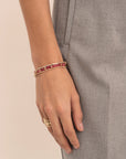 Fuchsia Quartz Roundell Tennis Round Multi CZ Armbanden Stack | Goudkleurig