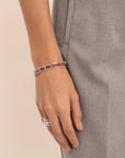 Fuchsia Quartz Roundell Tennis Round Multi CZ Armbanden Stack | Zilver