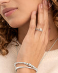 Essentials Wave Mix Saturn Bangle Armbanden Stack | Zilver