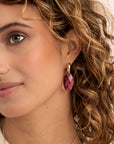 Fuchsia Quartz Leaf oorbel edelstenen