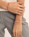 Essentials Wave Mix Saturn Bangle Armbanden Stack | Goudkleurig
