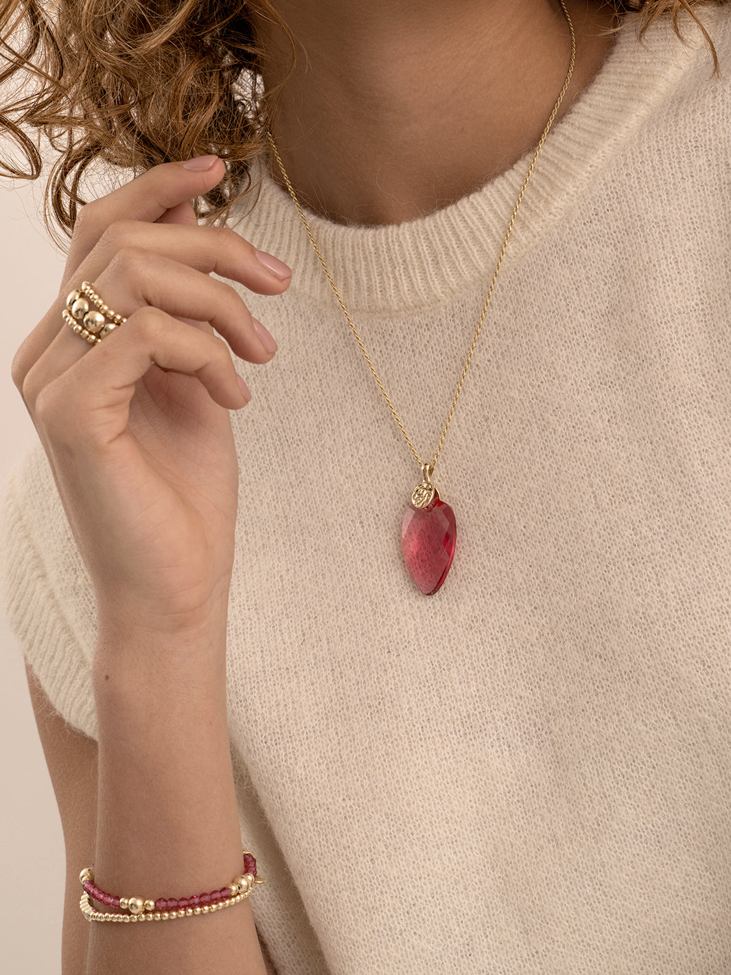Fuchsia Quartz Blossom ketting edelsteen