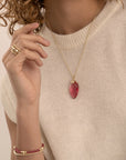 Fuchsia Quartz Blossom ketting edelsteen