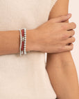 Fuchsia Quartz Bold Mix Crystal Tube Saturn Large Armbanden Stack | Zilver