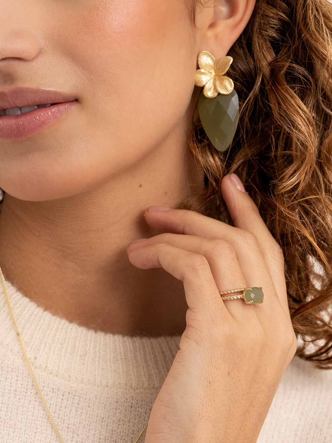 Twist Ring Lime Jade Twist | 9 karaat
