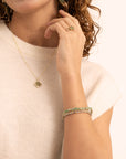 Lime Jade Cushion Cut Ketting Set | Goudkleurig