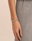 Lime Jade Labradorite Roundel Fuse Bangle Armbanden Stack | Goudkleurig