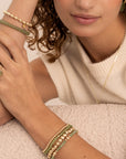 Lime Jade Bubble Beads Armbanden Stack | Goudkleurig