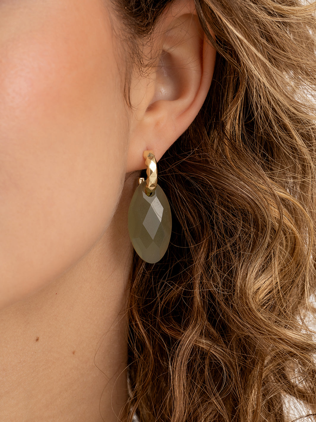 Lime Jade Leaf oorbel edelstenen