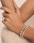 Parel Bold Mix Saturn Large Armbanden Stack | Zilver