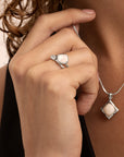 Edge Ring Mother of Pearl | zilver