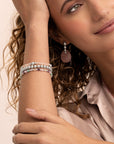 Rose Quartz Saturn Multi Gem Armbanden Stack | Zilver