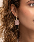 Rose Quartz Afterglow Bubble Push Back Oorbellen set | Goudkleurig